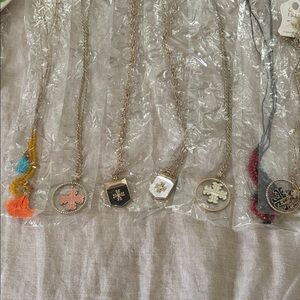 7 Long Gold and Black Pendant Necklaces